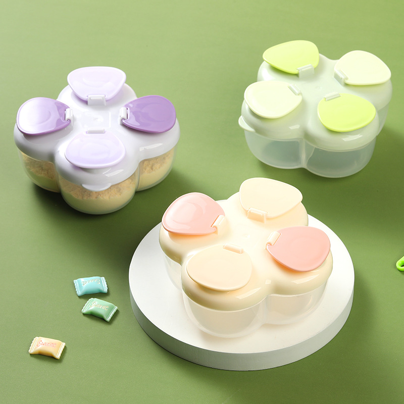 Baby Food Category - 휴대용 클로버 4칸 분유 캐니스터, 원터치