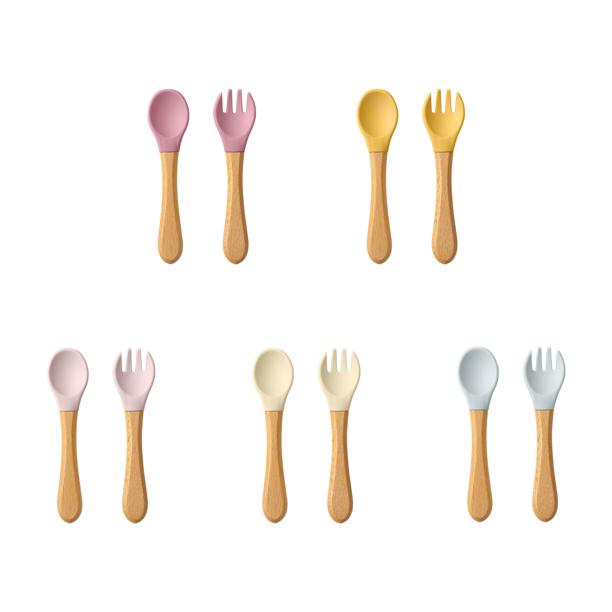 Baby Food Category - 2PCS 아기 학습 숟가락 식기 세트