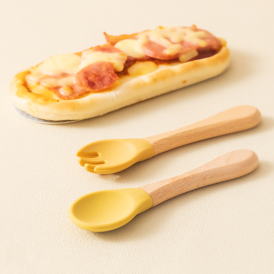 2PCS 아기 학습 숟가락 식기 세트 식품 학년 나무  - Baby Food Category 리뷰 및 가격